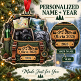 Personalized Waterfall Hike Camera Bag Acrylic Ornament — Personalization guide