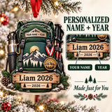 Personalized First Summit Medal Pack Acrylic Ornament — Personalization guide