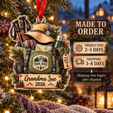 Personalized Grandma Trail Boss Tote Acrylic Ornament — Production and delivery