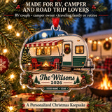 Personalized Vintage Travel Trailer Acrylic Ornament — Size guide
