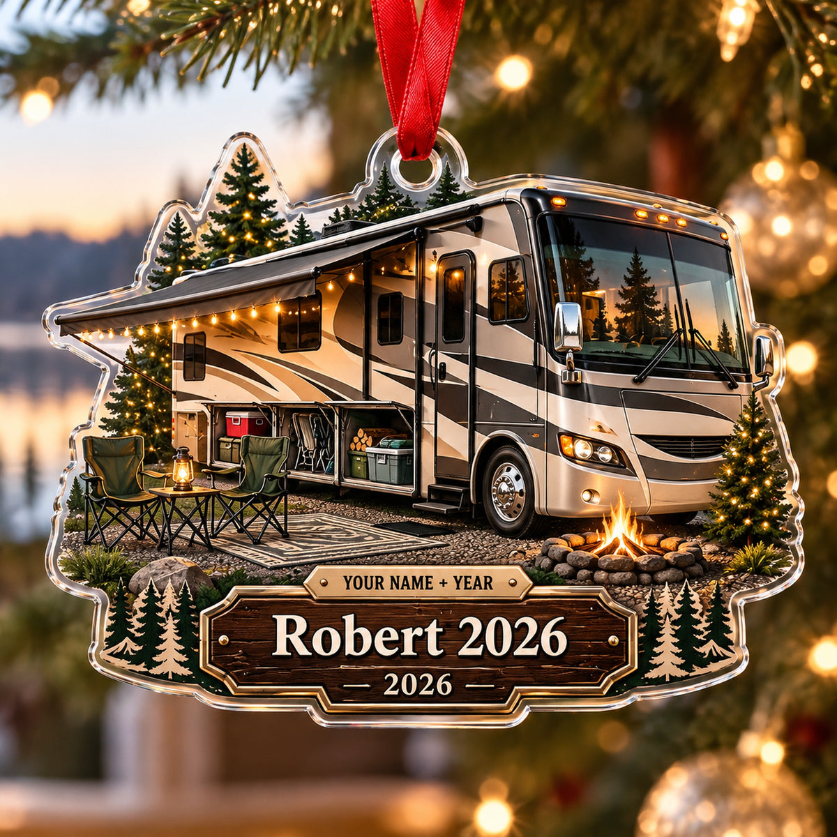 Personalized Class A Motorhome Acrylic Ornament — Main design