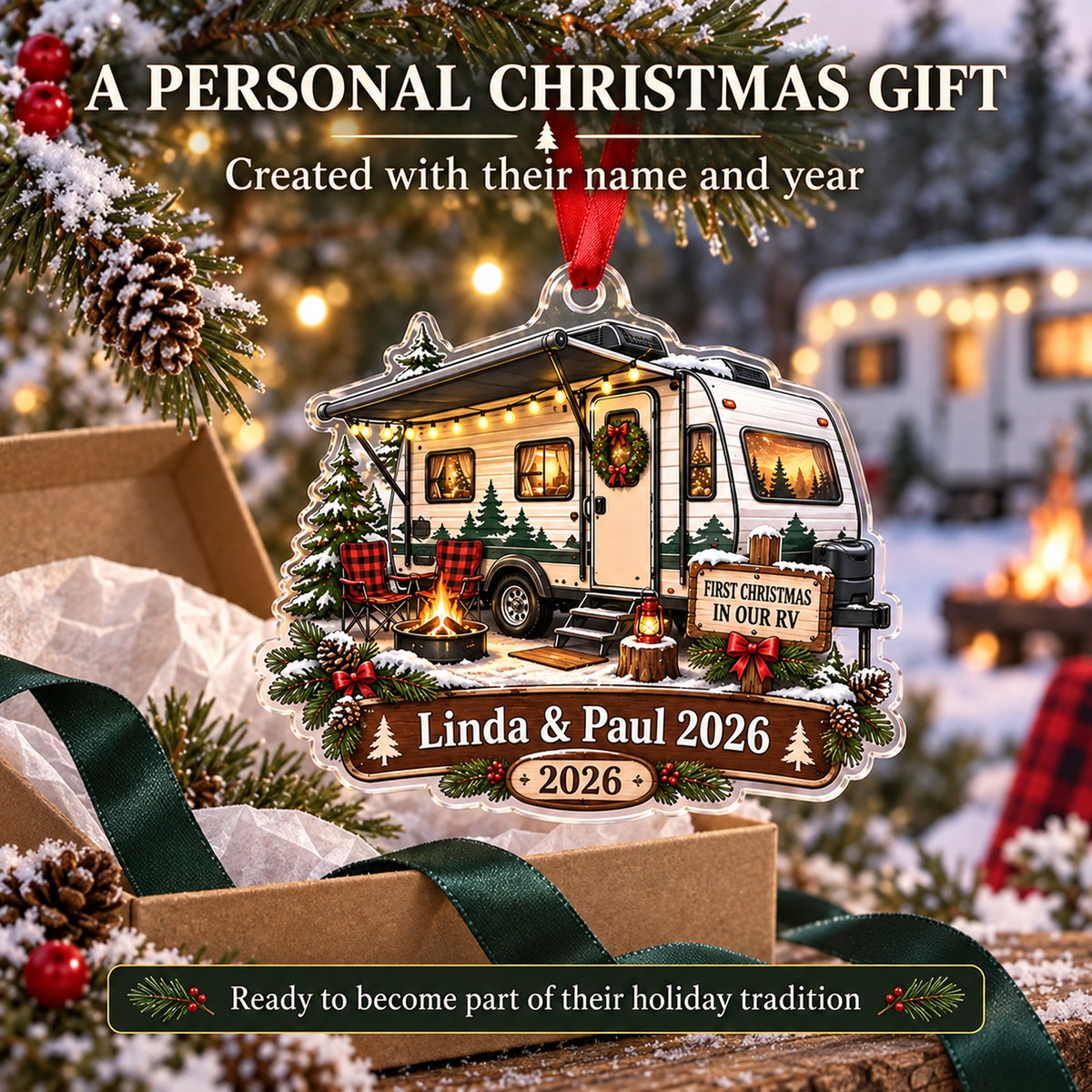 Personalized First Christmas in Our RV Acrylic Ornament — Gift inspiration