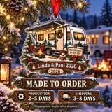 Personalized First Christmas in Our RV Acrylic Ornament — Production and delivery