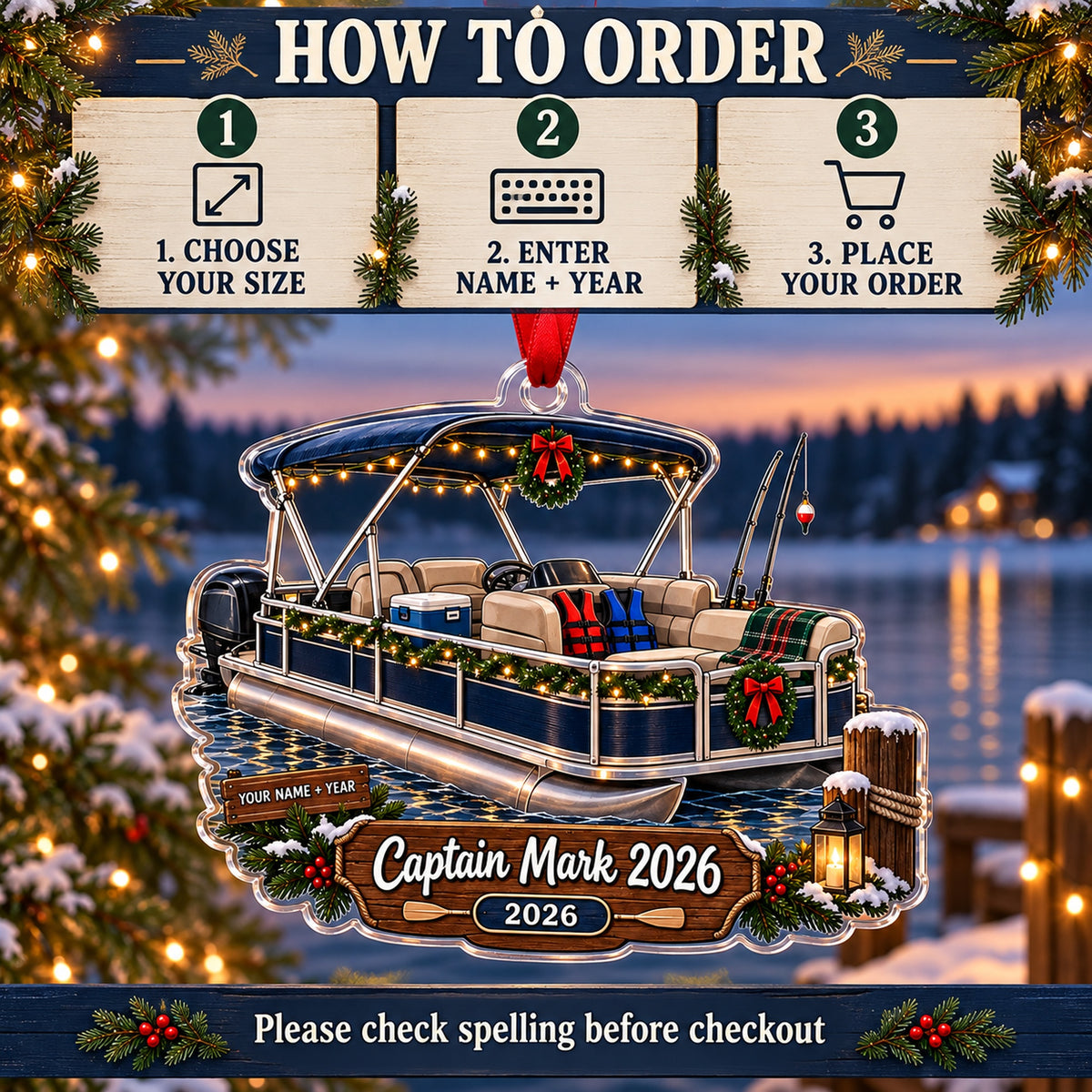 Personalized Personalized Pontoon Boat Acrylic Ornament — Product details