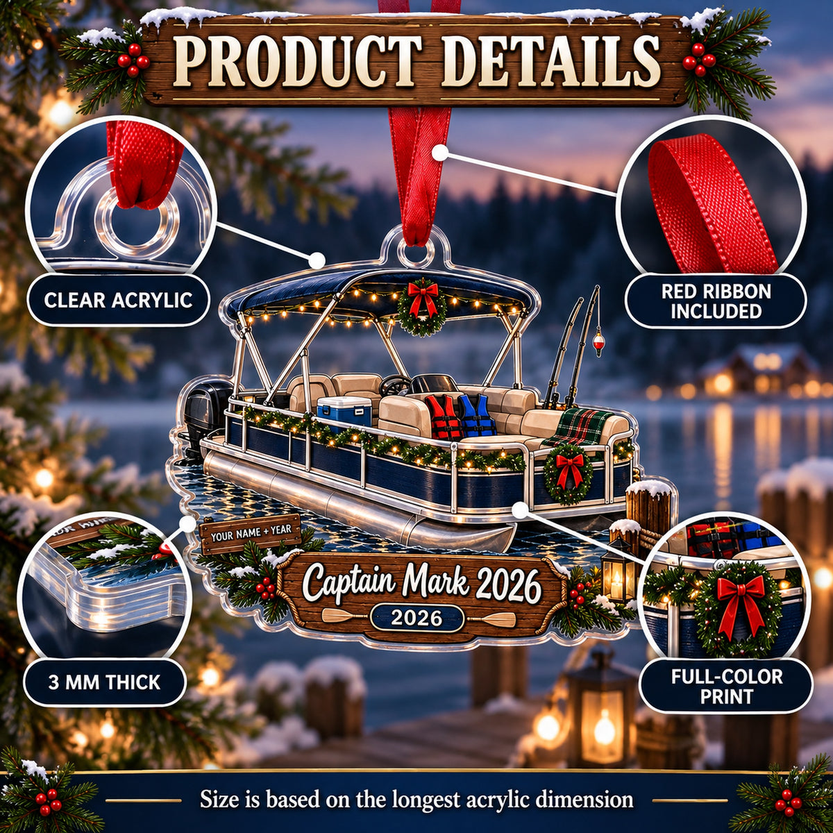 Personalized Personalized Pontoon Boat Acrylic Ornament — How to order