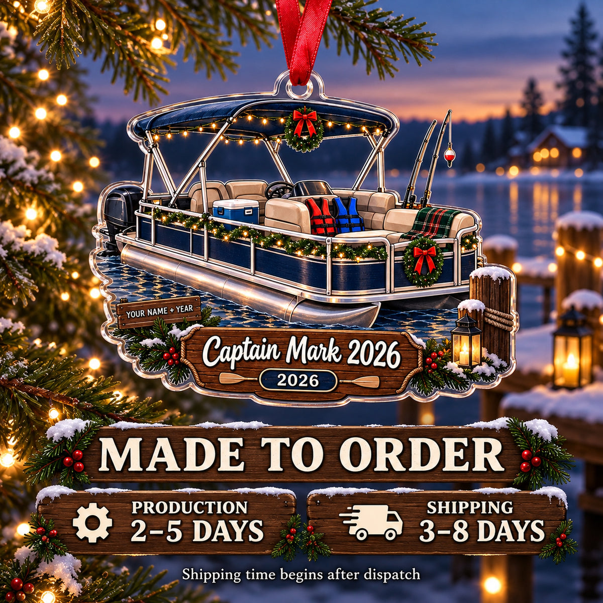 Personalized Personalized Pontoon Boat Acrylic Ornament — Production and delivery
