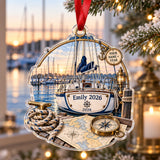 Personalized Sailboat Adventure Acrylic Ornament — Main design