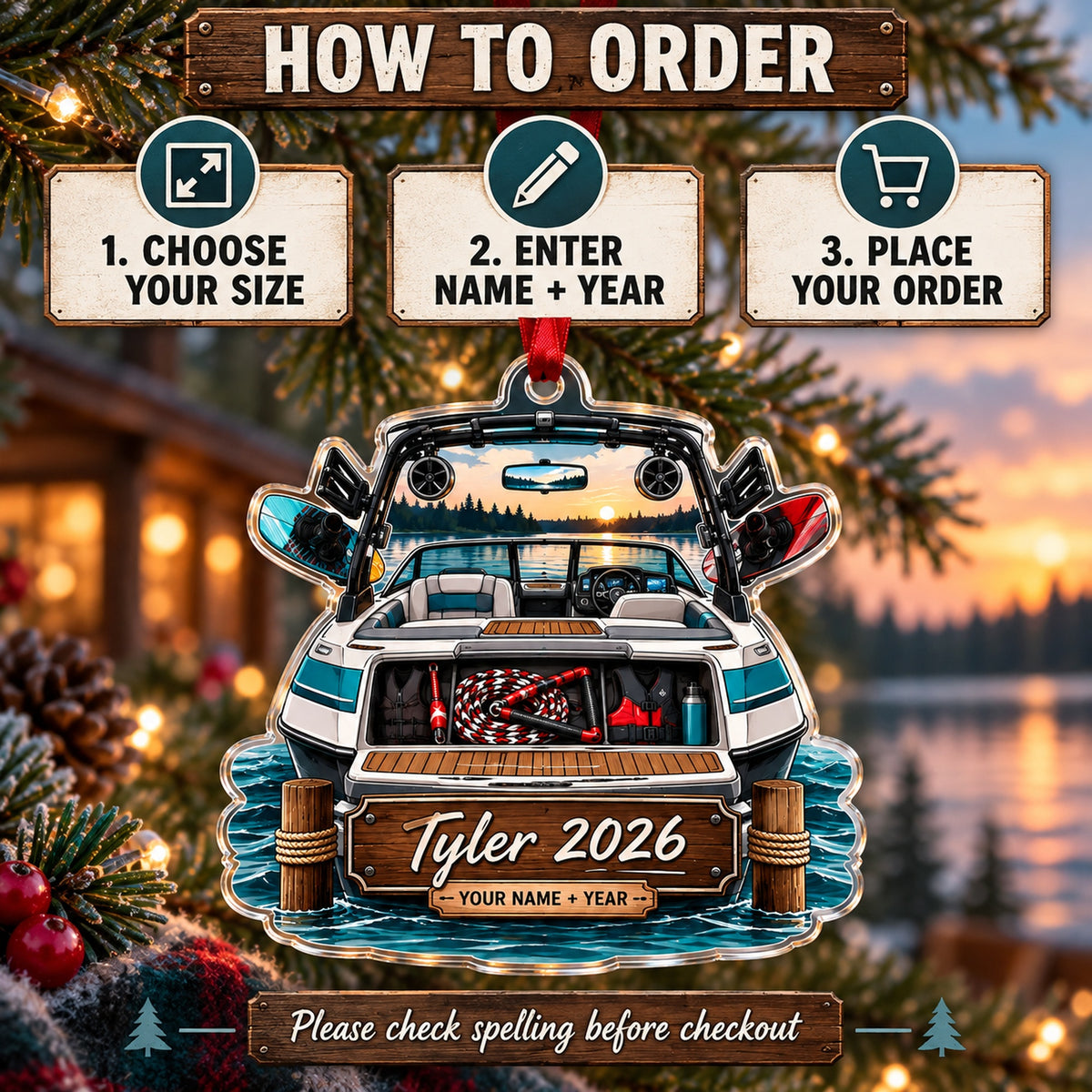 Personalized Wake Boat Weekend Acrylic Ornament — Product details