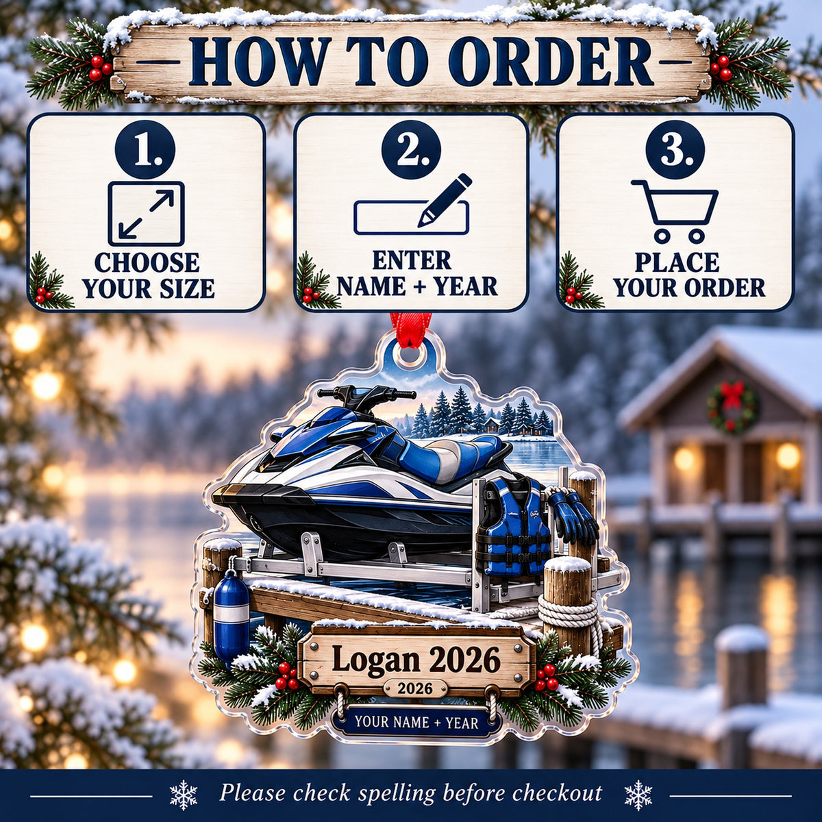 Personalized Personal Watercraft Keepsake Acrylic Ornament — Product details