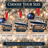 Personalized Our First Boat Acrylic Ornament — Personalization example