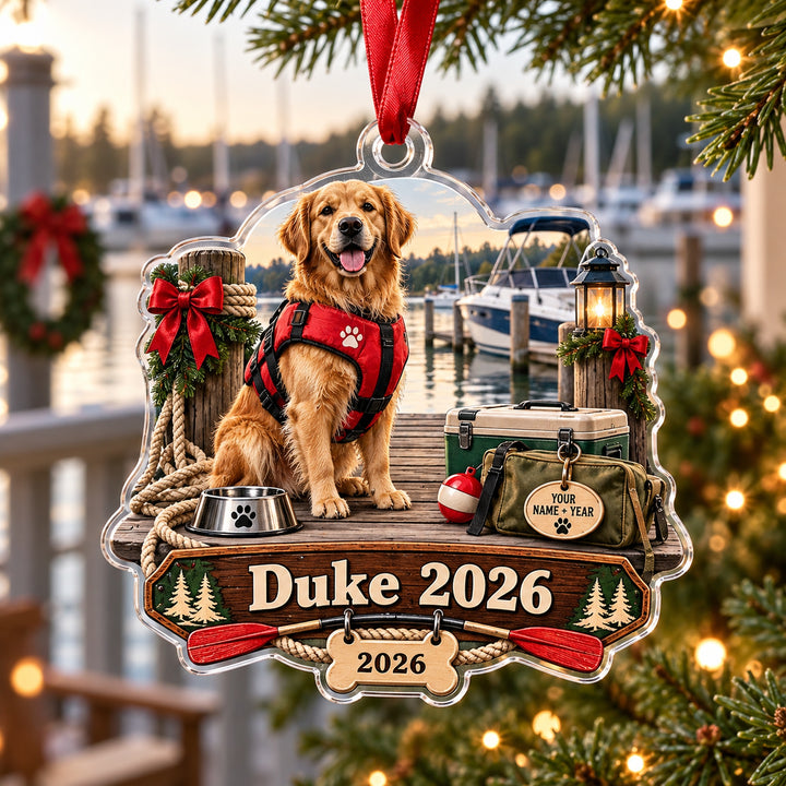 Personalized Boat Dog First Mate Acrylic Ornament — Main design