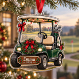 Personalized Christmas Golf Cart Acrylic Ornament — Main design