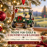 Personalized Christmas Golf Cart Acrylic Ornament — Size guide