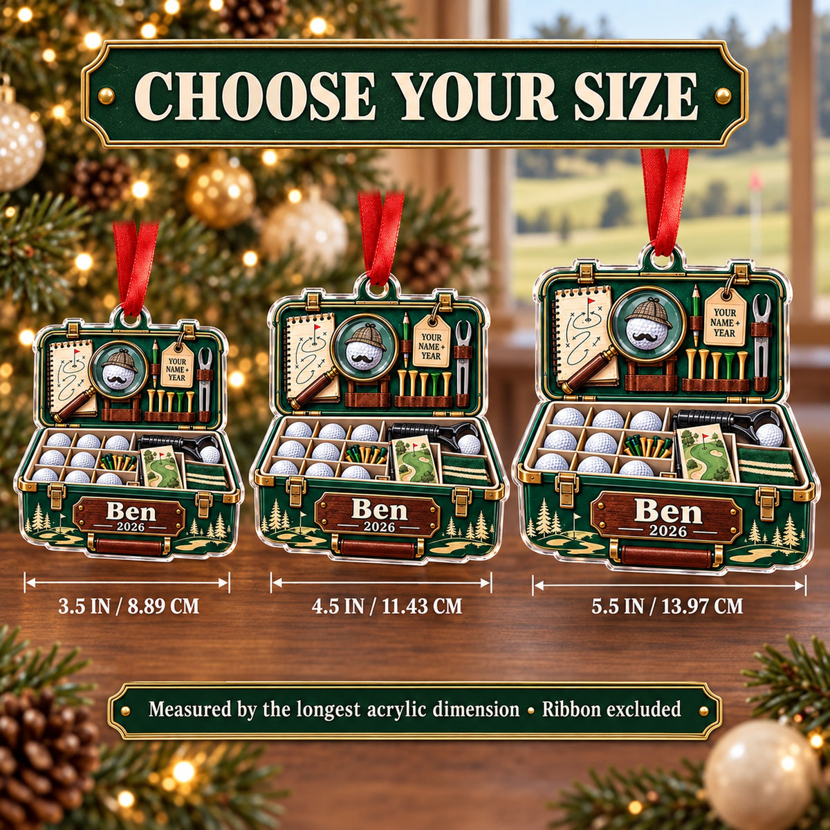 Personalized Lost Ball Detective Kit Acrylic Ornament — Personalization example