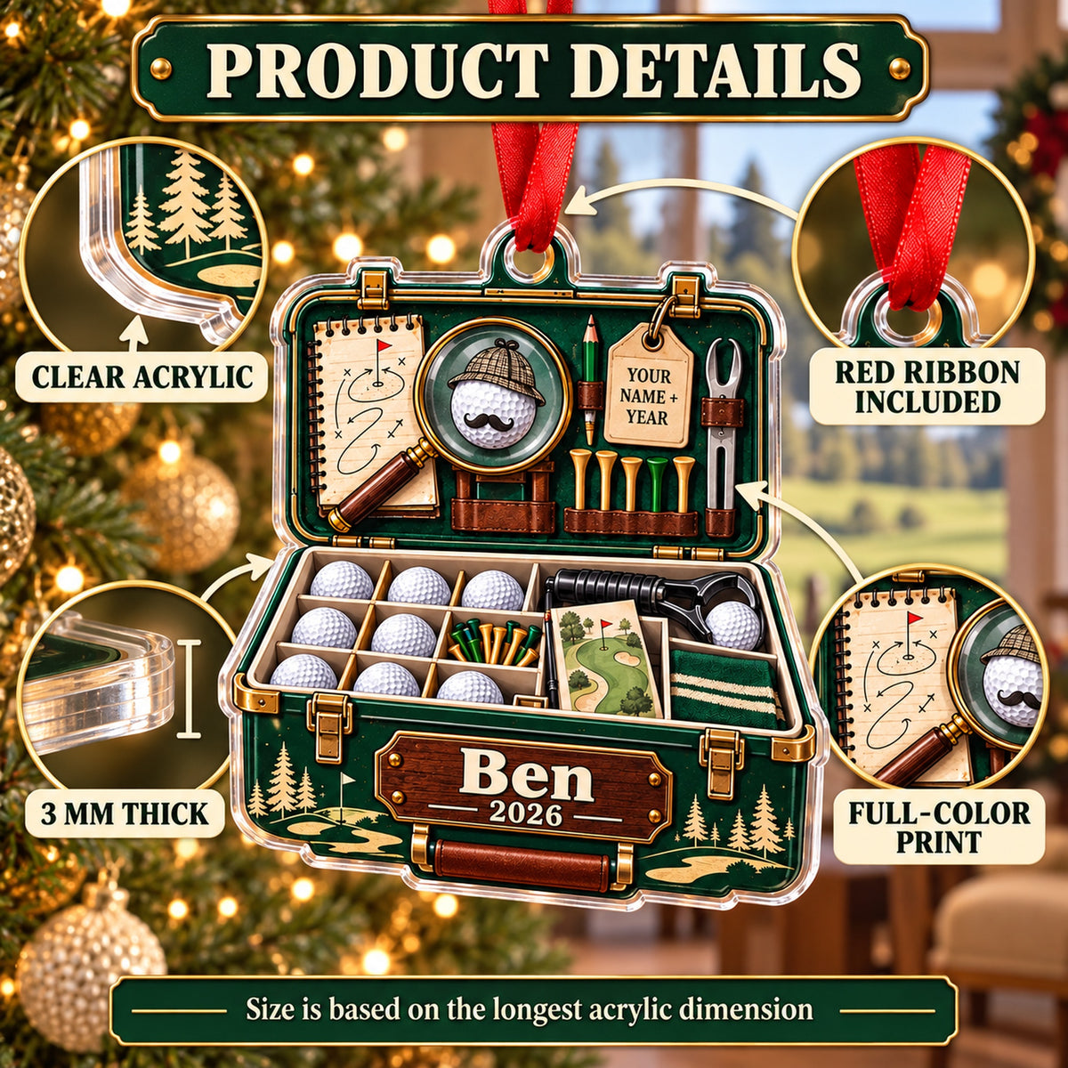 Personalized Lost Ball Detective Kit Acrylic Ornament — How to order