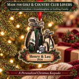 Personalized Grandpa and Grandkid Tee Time Acrylic Ornament — Size guide