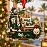 Personalized Retirement Tee Time Acrylic Ornament — Main design