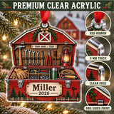 Personalized Red Barn Tool Chest Acrylic Ornament — Flat acrylic material