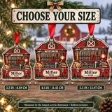 Personalized Red Barn Tool Chest Acrylic Ornament — Personalization example