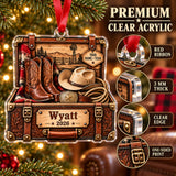 Personalized Cowboy Boots and Hat Trunk Acrylic Ornament — Flat acrylic material