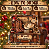 Personalized Cowboy Boots and Hat Trunk Acrylic Ornament — Product details