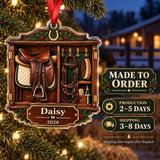 Personalized Horse Saddle Tack Room Acrylic Ornament — Production and delivery