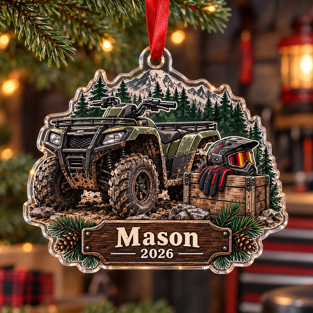 Personalized ATV Trail Gear Crate Acrylic Ornament