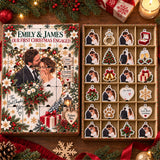 Personalized Our First Christmas Engaged Advent Calendar with 24 Photo Ornaments