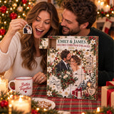 Personalized Our First Christmas Engaged Advent Calendar with 24 Photo Ornaments