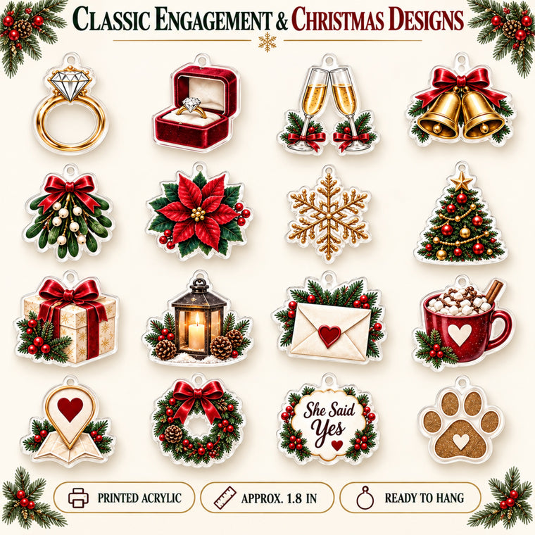Personalized Our First Christmas Engaged Advent Calendar with 24 Photo Ornaments