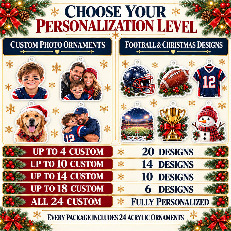 Personalized Football Family Advent Calendar with 24 Photo Ornaments
