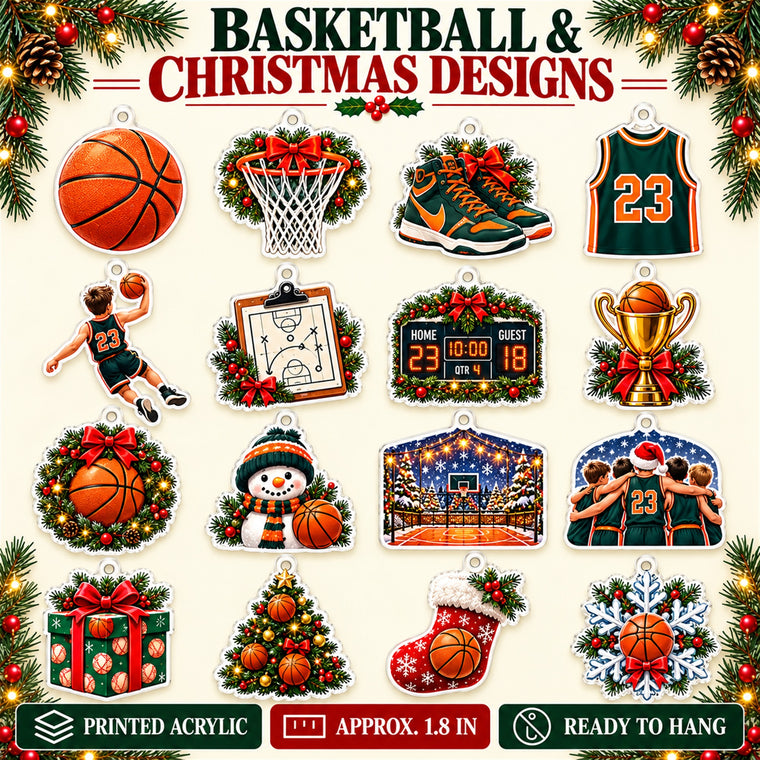 Personalized Basketball Player Advent Calendar with 24 Photo Ornaments