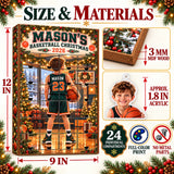 Personalized Basketball Player Advent Calendar with 24 Photo Ornaments