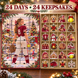 Personalized Softball Player Advent Calendar with 24 Photo Ornaments