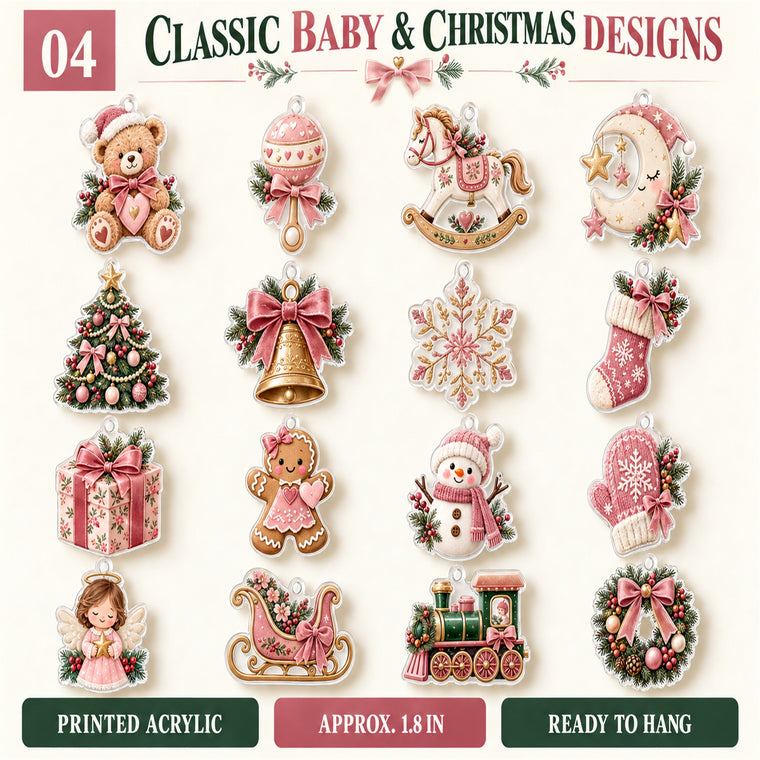 Personalized Baby Girl First Christmas Advent Calendar with 24 Photo Ornaments
