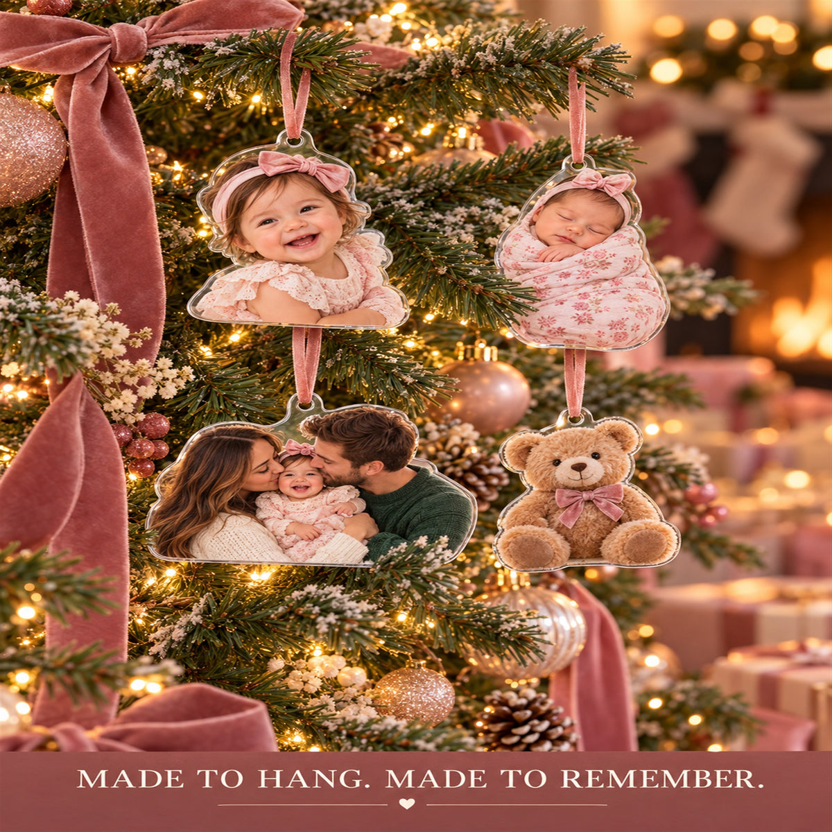 Personalized Baby Girl First Christmas Advent Calendar with 24 Photo Ornaments