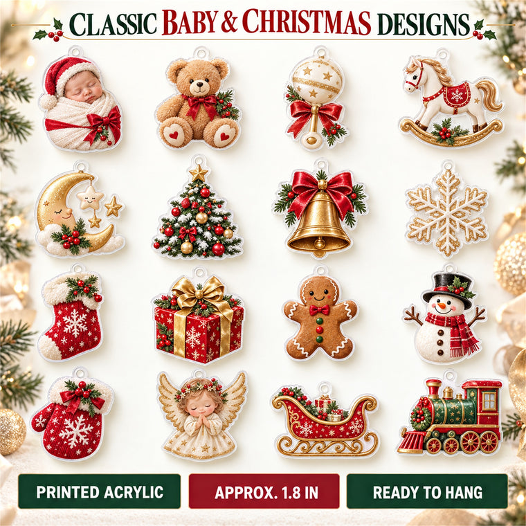 Personalized Newborn First Christmas Advent Calendar with 24 Photo Ornaments