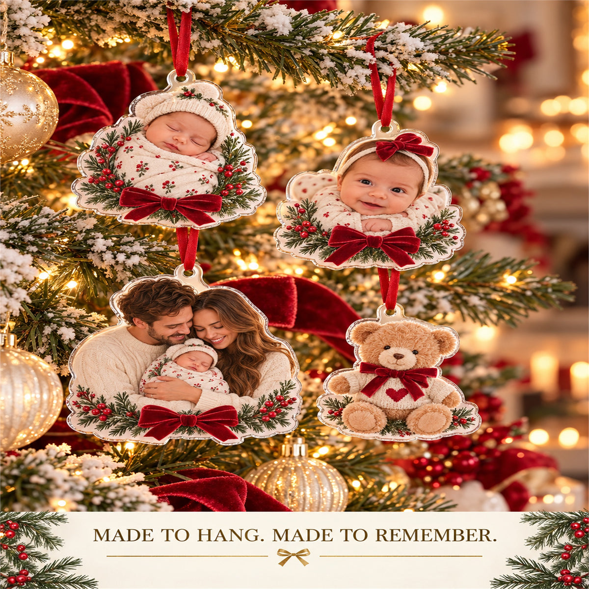 Personalized Newborn First Christmas Advent Calendar with 24 Photo Ornaments
