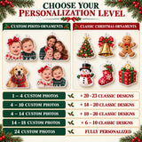 Personalized First Christmas Family of Three Advent Calendar with 24 Photo Ornaments