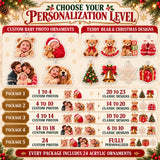 Personalized Teddy Bear Baby First Christmas Advent Calendar with 24 Photo Ornaments