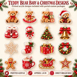 Personalized Teddy Bear Baby First Christmas Advent Calendar with 24 Photo Ornaments