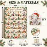 Personalized Safari Baby First Christmas Advent Calendar with 24 Photo Ornaments