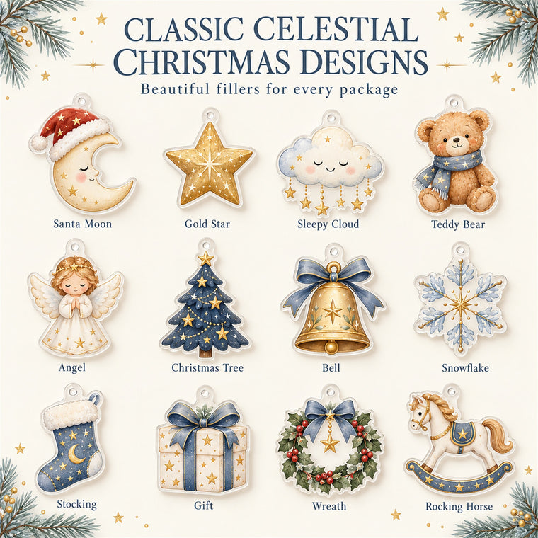 Personalized Boho Moon Stars Baby Christmas Advent Calendar with 24 Photo Ornaments