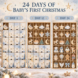 Personalized Boho Moon Stars Baby Christmas Advent Calendar with 24 Photo Ornaments