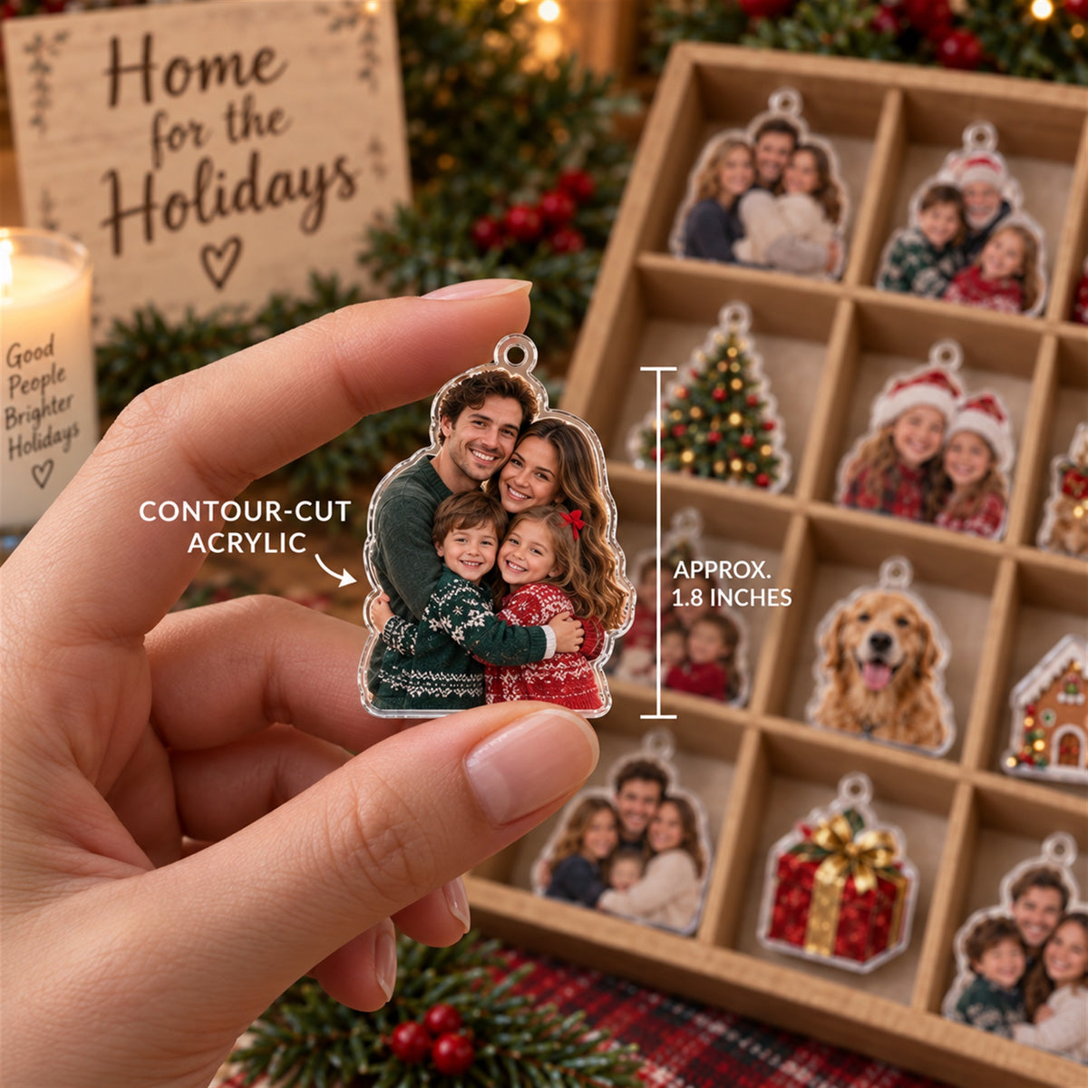 Personalized Home For The Holidays Family Reunion Advent Calendar with 24 Photo Ornaments
