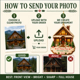Personalized Gingerbread Our Happy Place Cabin Photo Acrylic Ornament
