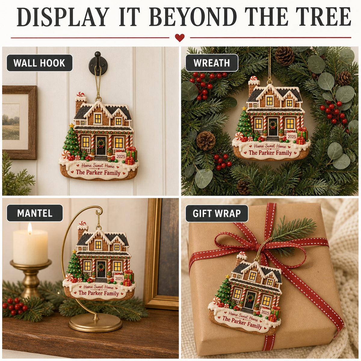 Personalized Gingerbread Home Sweet Home Farmhouse Photo Acrylic Ornament
