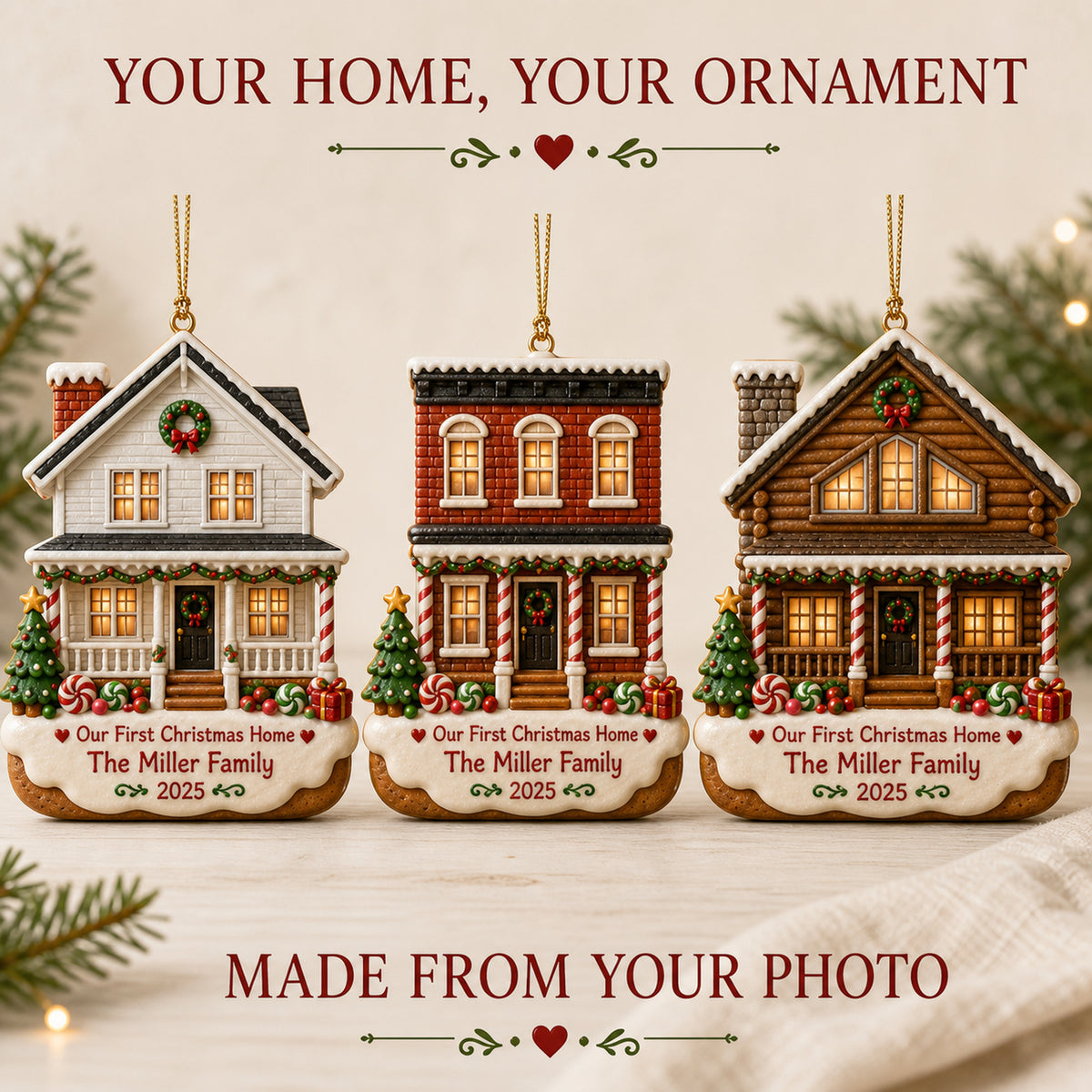 Personalized Gingerbread First Christmas Home Photo Acrylic Ornament