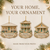 Personalized Gingerbread Coastal Sugar House Photo Acrylic Ornament