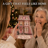 Personalized Gingerbread Pink City Townhouse Photo Acrylic Ornament